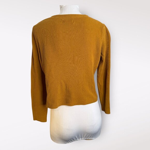 Madewell Texture & Thread Knot Front Mustard Top S - Picture 2 of 4
